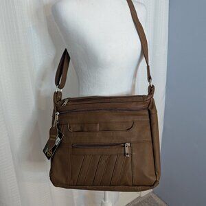 NWT Roma Leather Concealment Purse, Brown, With Lock